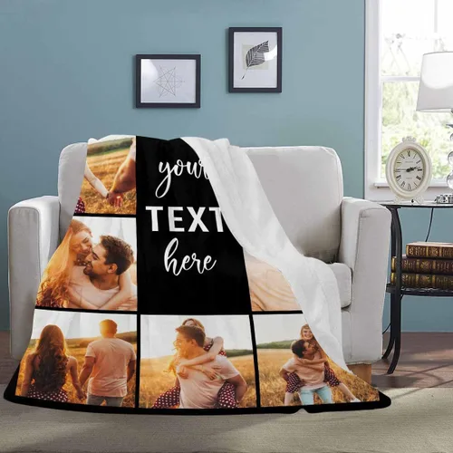 Miniatura 3 de Manta personalizada con imagen, tu texto aquí, 10 fotos, mantas de imágenes personalizadas para adultos, familia, papá, mamá, parejas, manta
