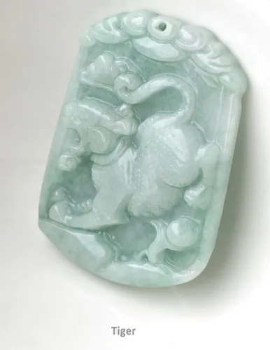 Miniatura 3 de Dahlia Collar de jade del zodiaco chino, jadeíta birmana certificada de grado A real