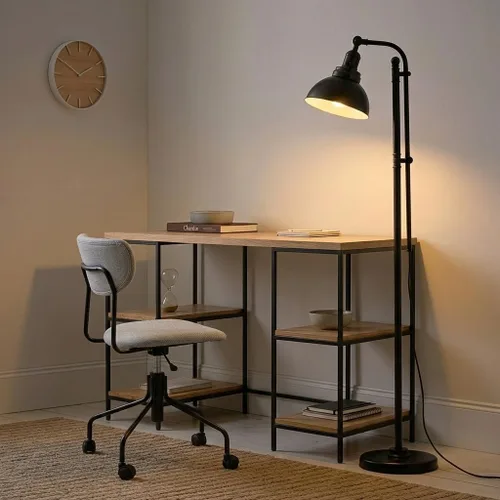 Miniatura 6 de Brightech Dylan - Lámpara de pie industrial para salas de estar y oficinas, luz LED brillante, encantadora lámpara de pie de granja, lectura