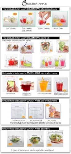 Miniatura 7 de Golden Apple, Vasos de plástico transparente de 100 onzas de 3 onzas. Mini tazas desechables, vasos de plástico, vasos de chupito de plástico, vasos