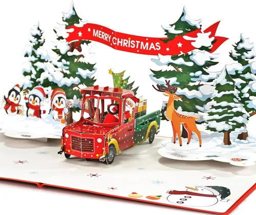 Miniatura 11 de CUTPOPUP Tarjeta de Navidad Pop Up, 3D Navidad, Feliz Navidad, Año Nuevo, Tarjetas de felicitación de vacaciones, Regalo (Pingüino Helado)