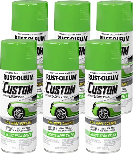 Miniatura 28 de Rust-Oleum 323349 - Pintura en aerosol de laca personalizada para automóviles, 11 onzas, color verde neón brillante, (paquete de 1 unidad)