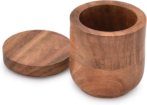 Miniatura 2 de NIRMAN Joyeros de madera de acacia, cajas de joyería para anillos de boda para aniversario, compromiso, boda, Navidad (3 x 3 x 3.5 pulgadas)