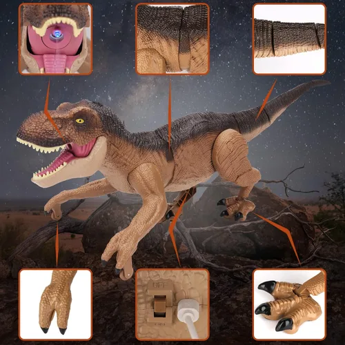 Miniatura 7 de IQKidz Juguetes de Dinosaurio con Control Remoto para Niños de 3 4-7 8-12 - Regalos de T-Rex Grande y Realista RC para Niños, Dino Interactivo