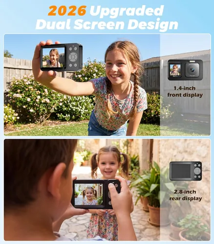 Miniatura 4 de Cámara digital 5K 80MP para fotografía, cámara de vlogging de apuntar y disparar con pantalla dual, zoom 18X y enfoque automático, cámara compacta