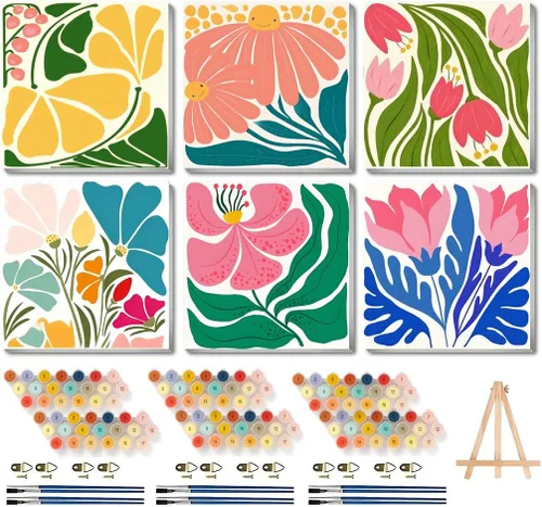 Miniatura 15 de Canrichshop Paquete de 4 Bola de Discoteca DIY Pintar por Números para Principiantes, Pintura al Óleo de Frutas Kits de Pintar por Números