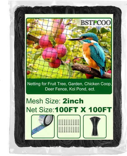 Miniatura 13 de BSTPCOO Red de 25'x25' para gallinero, nylon de 3/4" de malla para aves de corral, red para pollos, techo contra halcones, red para aviario, valla