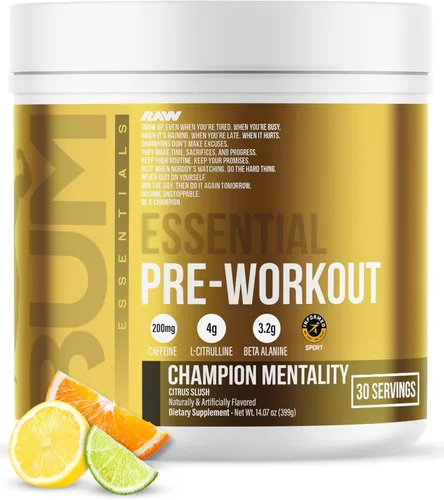 Miniatura 9 de RAW Essential - Polvo preentrenamiento (naranja) - Suplemento deportivo de Chris Bumstead para hombres y mujeres - Polvo energético preentrenamiento