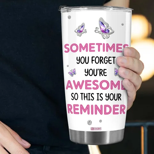 Miniatura 5 de BECHUSKY Regalos para mujeres, vaso con texto en inglés «Sometimes You Forget That You're Awome», regalos de cumpleaños para mujeres, regalos