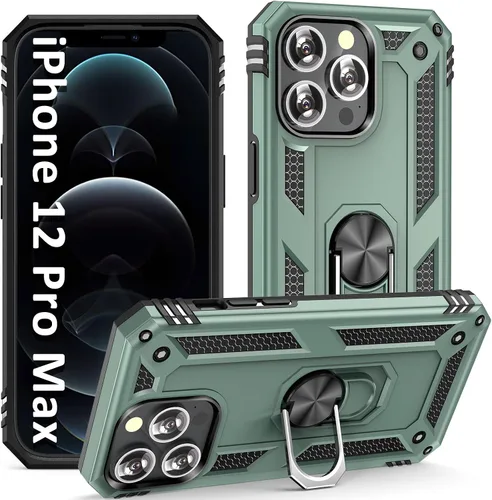 Miniatura 22 de ADDIT i Phone 12 Pro Max - Funda para iPhone 12 Pro Max, con anillo de soporte, soporte ajustable, grado militar, protección resistente, a prueba