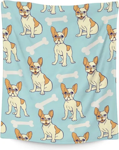 Miniatura 12 de Manta personalizada de bulldog francés con texto y nombre, 30 x 40 pulgadas, manta de franela suave, cálida, ligera y acogedora, regalo para amantes