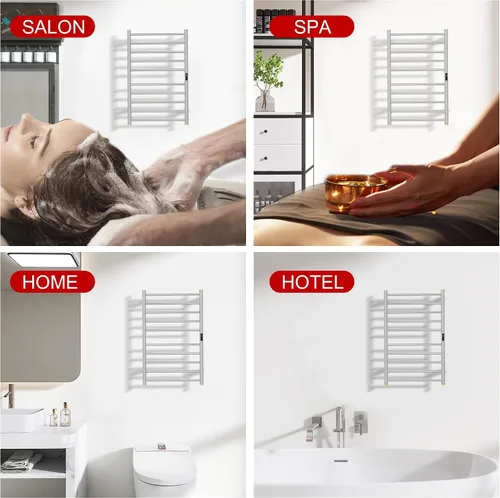 Miniatura 8 de Toallero eléctrico con calentador de toallas, calentador de toallas con temporizador y control de temperatura, montado en la pared, enchufe