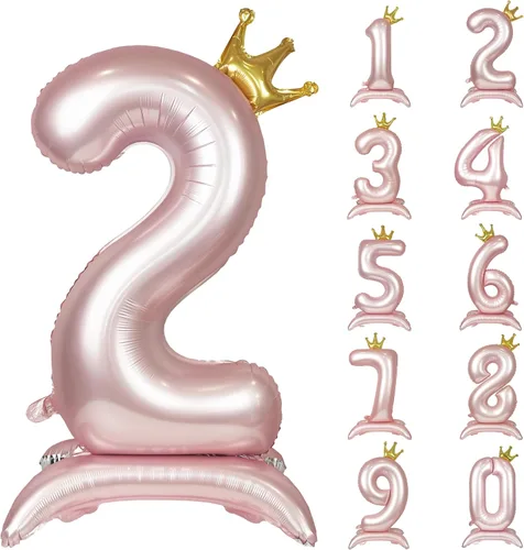 Miniatura 58 de Globos de aluminio grandes con corona negra número 0 para niños y niñas, cumpleaños, boda, aniversario, fiesta, baby shower, suministros 0