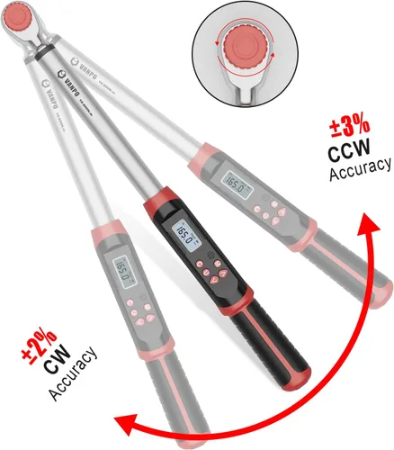 Miniatura 4 de VANPO Llave dinamométrica digital de 1/2 pulgada, 7.38-147.5 libras/10-200 NM, llave dinamométrica electrónica ajustable de doble dirección