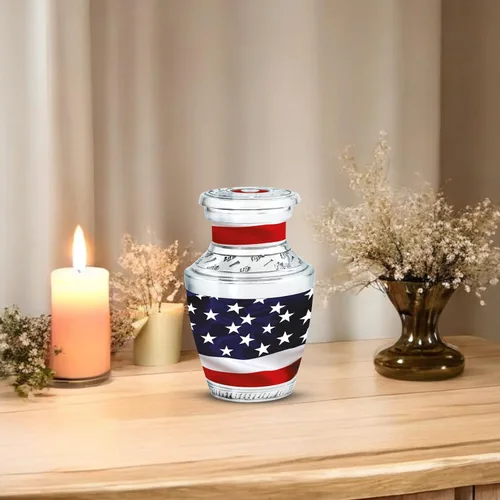 Miniatura 3 de Urnas con Bandera Americana para Cenizas Humanas Adultas Masculinas y Femeninas, Pequeña Urna de Recuerdo para Cenizas Humanas Adultas Mujer