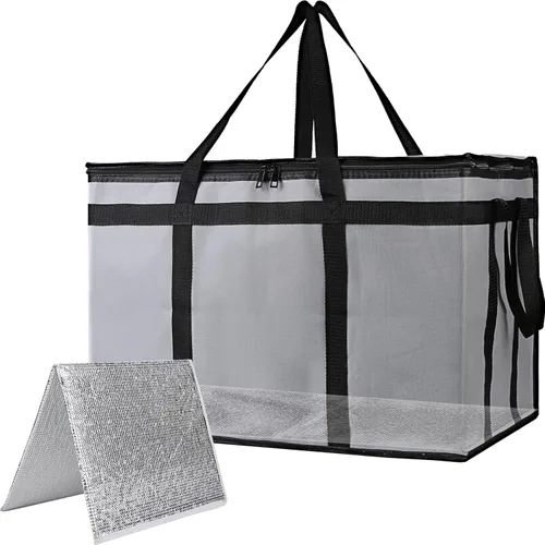 Bodaon Bolsa térmica térmica para entrega de alimentos con parte inferior dura para bolsa de viaje compartido, bolsas térmicas XXXL para Gris