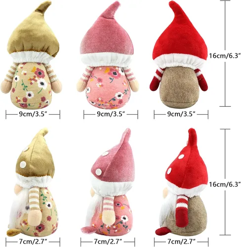Miniatura 2 de Gehydy Juego de 3 gnomos de primavera, decoración de hongos, verano, Pascua, gnomo, decoración hecha a mano para el hogar, cocina, bandeja escalonada