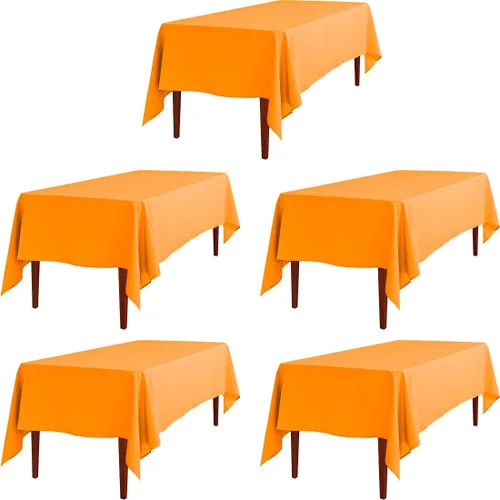 Miniatura 62 de LTC LINENS - Paquete de 2 manteles rectangulares de poliéster, de 60 x 102 pulgadas y 6 pies, color azul bebé, con caída parcial, resistentes a