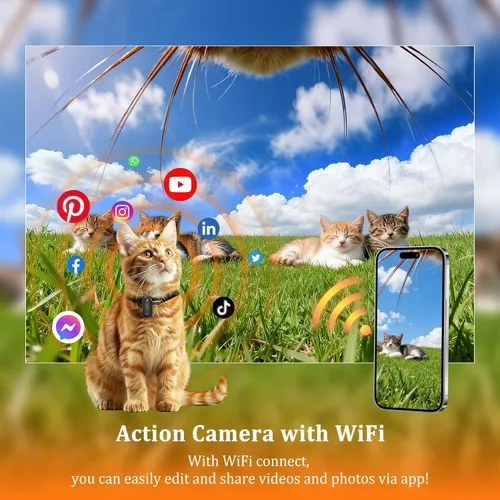 Miniatura 4 de Cámara de acción 4K (64 GB), cámara POV mejorada para 2026, WiFi, cámara a presión para el pulgar con funda impermeable, cámara deportiva portátil