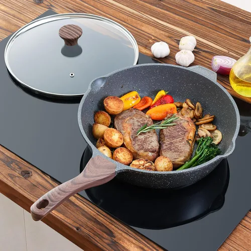 Miniatura 8 de SENSARTE Sartén antiadherente para freír en profundidad, sartén de 12 pulgadas con tapa, mango de enfriamiento, sartén de chef, utensilios de cocina