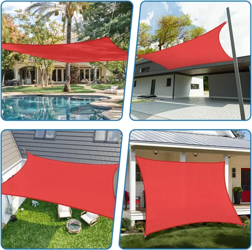 Miniatura 2 de TANG Sunshades Depot - Toldo rectangular permeable de 16 x 20 pies, color rojo, personalizable, estándar comercial, polietileno de alta densidad