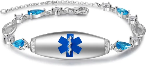 Miniatura 58 de OPALSTOCK Pulseras médicas personalizadas de silicona ajustable para identificación de emergencias, grabado gratuito, 9 pulgadas, resistente al
