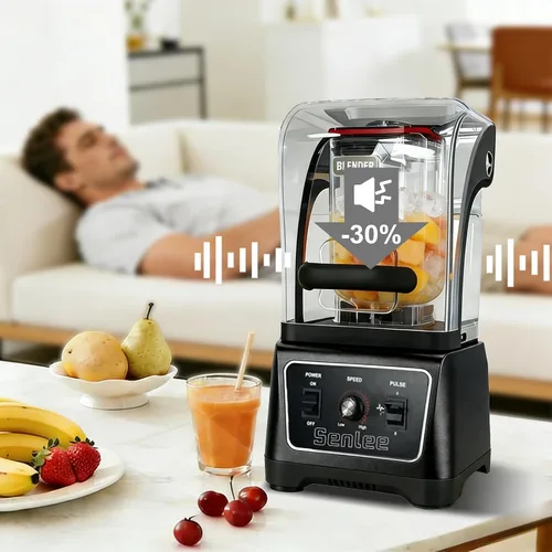 Miniatura 3 de Licuadora comercial resistente de 2200 W de grado profesional con tarro de 64 onzas sin BPA, escudo silencioso, autolimpieza, hoja de acero