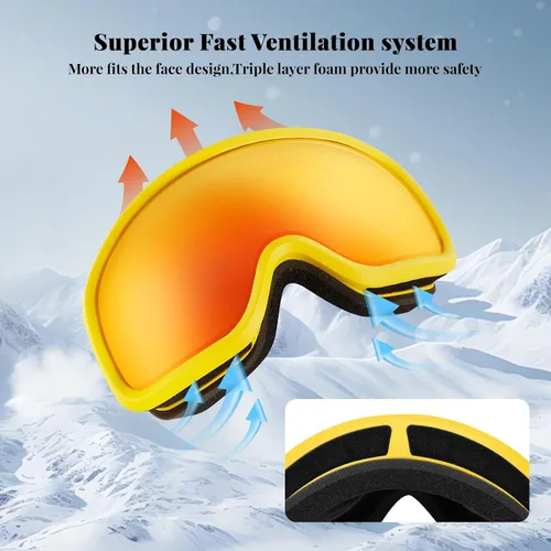 Miniatura 5 de Gafas de esquí OTG, 100% Protección UV, Antiempañamiento, Lentes polarizadas para esquí y snowboard para hombres, mujeres y adultos