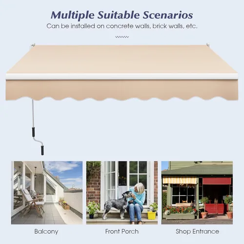 Miniatura 9 de Giantex Toldo retráctil para patio – Refugio solar de 10 x 8.2 pies con manivela manual fácil, estructura de metal resistente, toldo exterior