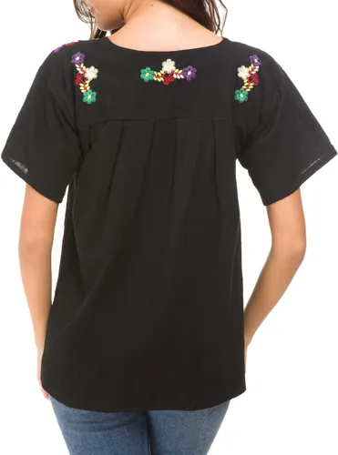 Miniatura 6 de YZXDORWJ - Cómoda blusa mexicana bordada de verano y sin mangas para mujer
