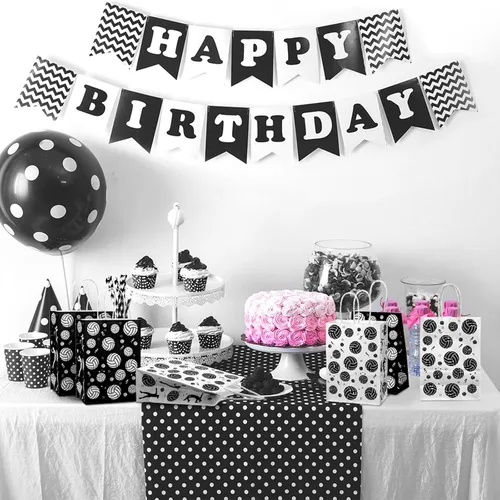 Miniatura 3 de Leinuosen 30 bolsas de regalo de voleibol, bolsas de regalo de voleibol, bolsas de golosinas para aperitivos y dulces con asa para temática
