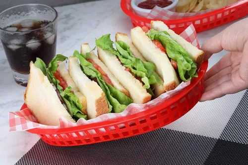 Miniatura 7 de New Star Foodservice 44065 - Cestas de comida rápida, 10.5 x 7 pulgadas, juego de 12, color rojo