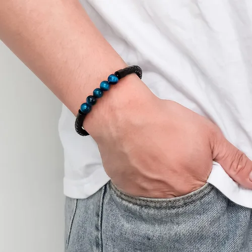 Miniatura 7 de Ckysee Pulsera de protección de 7 chakras pulsera de Lava Project Rock Lokai pulsera curativa de equilibrio de cuero genuino con cierre magnético