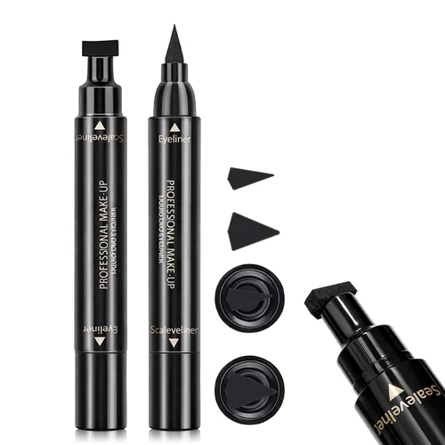 Erinde Sello delineador de ojos con alas, 2 bolígrafos, delineador líquido impermeable y sello para ojos de gato perfectos, herramienta de plantilla