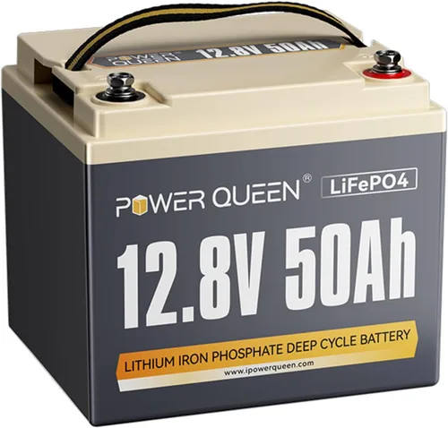 Power Queen Batería de litio LiFePO4 de 12 V 50 Ah, batería de litio portátil de ciclo profundo con energía de 640 Wh, BMS de 50 A, más de 15000