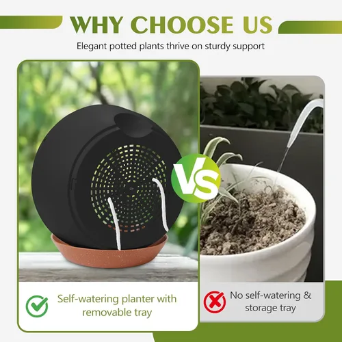 Miniatura 4 de GARDIFE Macetas colgantes para plantas de interior y exterior, juego de 2 macetas colgantes de riego automático con agujeros de drenaje y bandeja