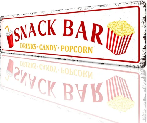 Miniatura 4 de Letrero de metal con diseño de palomitas de maíz para snack bar, bar, bar, cafetería, cocina, decoración de pared del hogar, regalo novedoso, 16 x 4