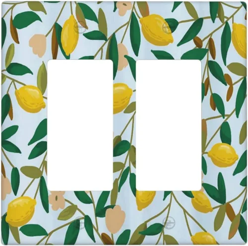 Miniatura 49 de Cubierta de interruptor de luz de 3 cuadrillas con diseño de flores azules púrpuras, cubierta de placa de pared de triple palanca, arbustos florales