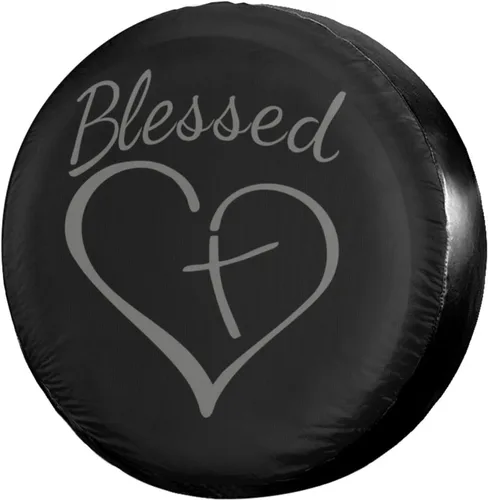 Miniatura 10 de Blessed Heart - Cubierta de neumático de repuesto cruzada a prueba de polvo, para remolques, vehículos recreativos, SUV y muchos vehículos, 17 Negro