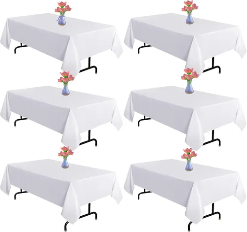 Paquete de 6 manteles rectangulares de 60 x 102 pulgadas, manteles rectangulares para mesas de 6 pies, resistentes a las manchas y a las arrugas,