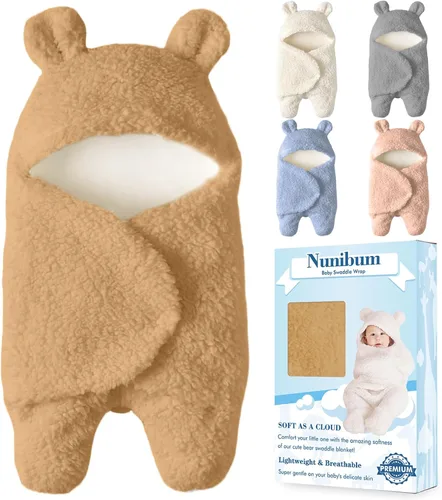 Miniatura 11 de Nunibum Manta Envolvente para Bebé Niños Niñas Lindo Oso de Felpa Manta Receptora Esencial Ultra-Suave Lista de Regalos para Recién Nacidos Azul