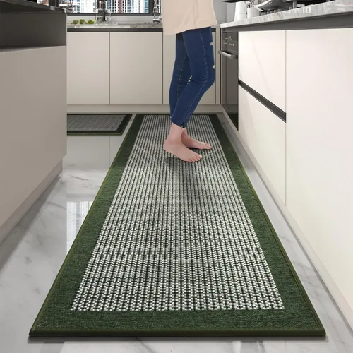 Miniatura 8 de PADOOR Juego de 2 alfombras de cocina antideslizantes, extra grandes de 2.5 x 6 pies + 20 x 32 pulgadas, para suelo de cocina, antideslizante