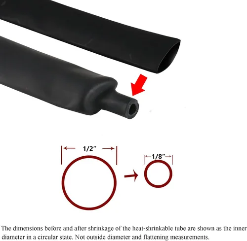 Miniatura 2 de Tubo termorretráctil negro con adhesivo forrado con adhesivo 4:1, grado marino, impermeable, de alambre retráctil, sello de aislamiento