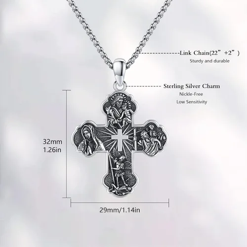 Miniatura 6 de Regalos de Navidad para hombres y mujeres, San MiguelSan CristóbalSan SebastiánGuadalupeÁngel de la GuardaSanta MuerteJudasJosé Collar con colgante