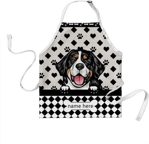 Miniatura 16 de Delantal de aseo de perros de lunares personalizado lindo perro Airedale, rojo (Airedale)