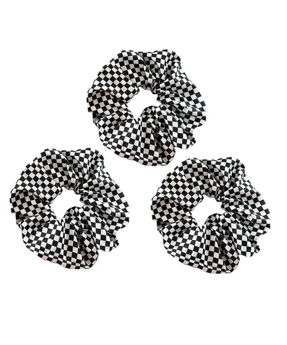 Miniatura 15 de Checkered Plaid Scrunchies Black White Plaid Checkered Hair Scrunchies Checkerboard BW17 (3 Pcs-Large Plaids)