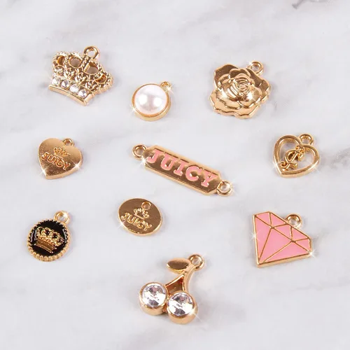 Miniatura 9 de Juicy Couture - Juego de pulseras de mini cadenas y dijes, juego de pulseras de amistad con cuentas, dijes y cuerdas, crea 5 pulseras, artes