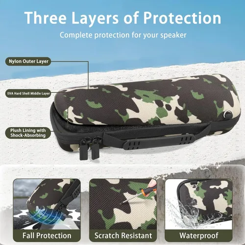 Miniatura 7 de co2CREA Funda de viaje rígida de repuesto para JBL Flip 7 Flip 6 FLIP 5 Altavoz Bluetooth portátil impermeable (funda de camuflaje negro)