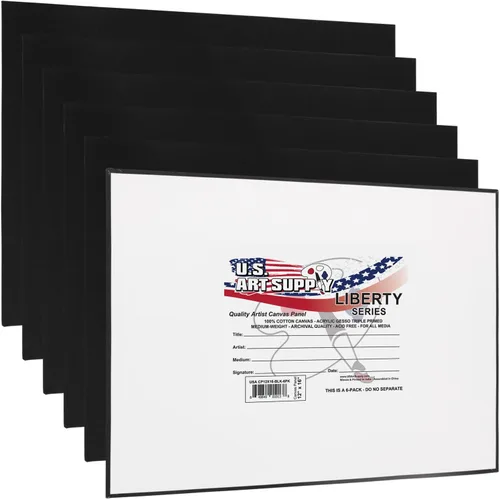 Miniatura 12 de U.S. Art Supply Paneles de lienzo de arte negro de 8 x 8 pulgadas, paquete de 6 unidades, lienzos de algodón pesado de 8 onzas sin ácidos