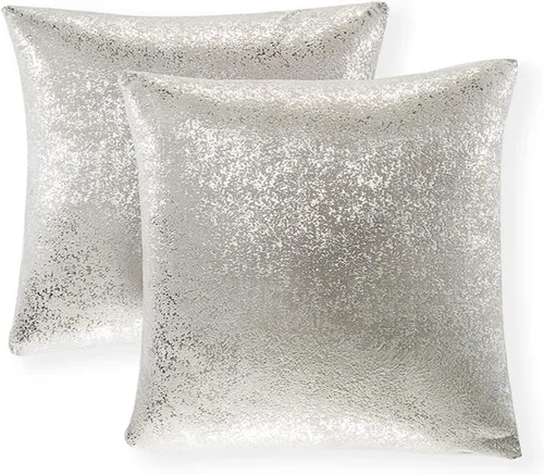 Miniatura 54 de Xinrjojo Juego de 2 almohadas brillantes en negro y dorado, almohadas suaves y brillantes decorativas, juego de fundas de almohada cuadradas negras
